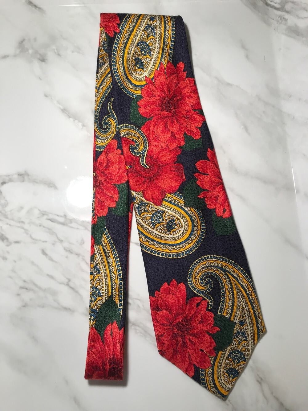 BOSS Hugo Boss Floral Paisley 58" Silk Neck Tie Made in Italy